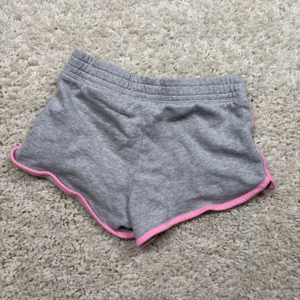 Kids H&M Girls Gray Sweat Shorts Pink‎ Trim Bow Elastic Waist Lounge Wear Size S